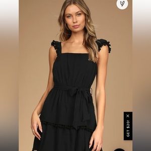 Lulu’s Black Pom Pom Mini Dress